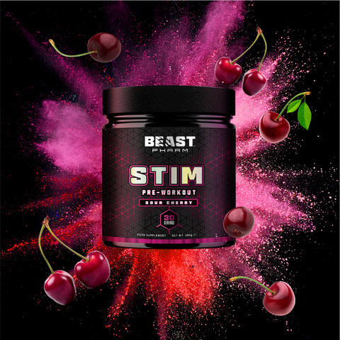 STIM Beast Pharm pre-workout 390G SOUR CHERRY 30 servings
